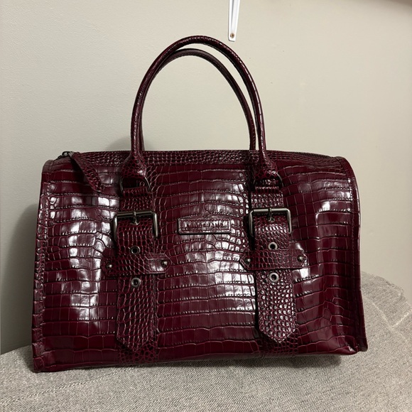 Longchamp X Kate Moss Gloucester Satchel NWOT croc embossed Wine - Picture 1 of 11